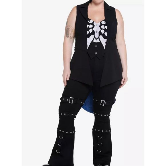 Hot Topic Corpse Bride Skeleton Hi-Low Waistcoat Vest Plus Size 1 NWT - Picture 9 of 9